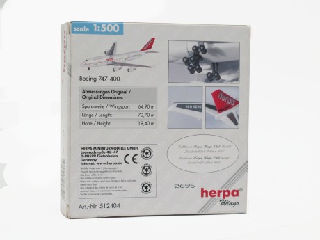 Модель самолёта Herpa Wings Club Edition Boeing 747-400 (16339364890659)