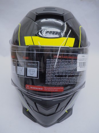 Шлем интеграл COBRA JK318 с очками черный/зеленый (1) (16488236058422)
