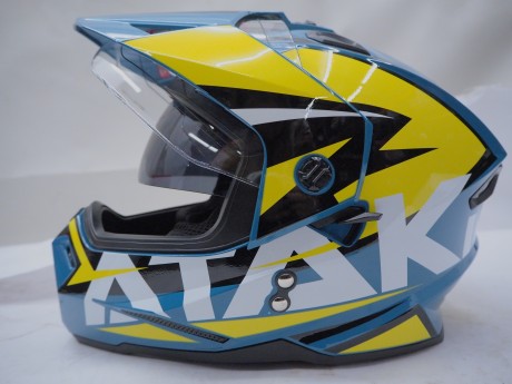 Шлем мотард ATAKI JK802 Rampage синий/Hi-Vis желтый глянцевый (16445862983893)