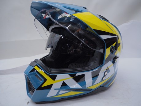 Шлем мотард ATAKI JK802 Rampage синий/Hi-Vis желтый глянцевый (16445863010831)