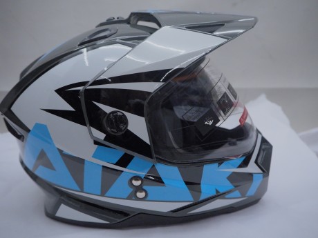 Шлем мотард ATAKI JK802 Rampage серый/синий глянцевый (16456993033414)