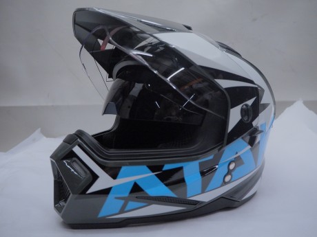 Шлем мотард ATAKI JK802 Rampage серый/синий глянцевый (16456993043868)