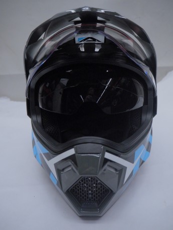 Шлем мотард ATAKI JK802 Rampage серый/синий глянцевый (16456993051651)
