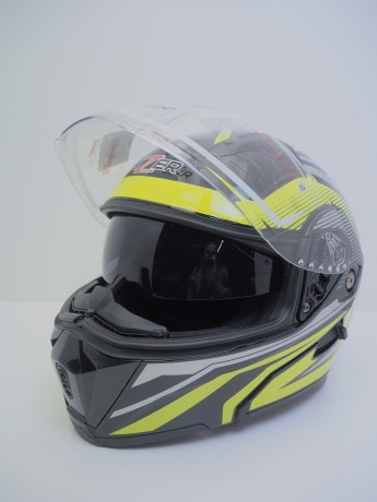 Шлем модуляр HIZER J5906 #1 black/neon yellow (16515918400567)