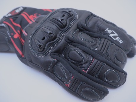 Перчатки мото HIZER AT-4132 (кожа/текстиль) Black/Red (16515882591755)