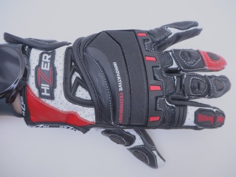 Перчатки мото HIZER AT-4136 (кожа/текстиль) Black/Red/White (16515884573813)