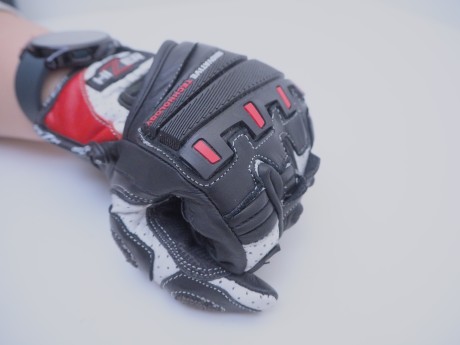 Перчатки мото HIZER AT-4136 (кожа/текстиль) Black/Red/White (1651588457904)