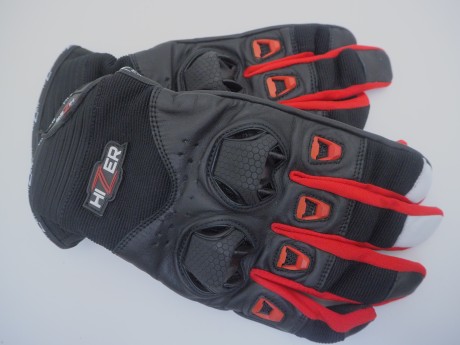 Перчатки мото HIZER AT-4147 (кожа/текстиль) Black/Red (16515883248329)