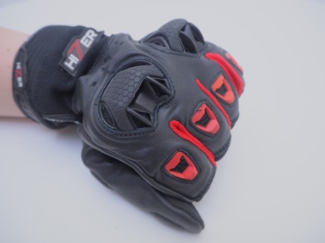 Перчатки мото HIZER AT-4147 (кожа/текстиль) Black/Red (16515883271747)