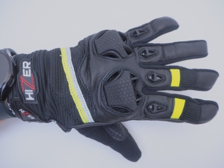Перчатки мото HIZER AT-4202 (кожа/текстиль) Black/Yellow (16515885529168)