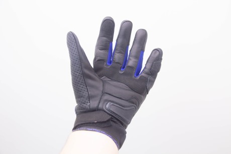 Перчатки MOTEQ Stinger, 4 клапана вентиляции, мужские, чёрные/синие (16585046314094)