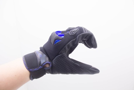 Перчатки MOTEQ Stinger, 4 клапана вентиляции, мужские, чёрные/синие (16585046318225)