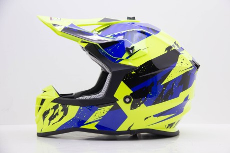 Шлем мото кроссовый GTX 633 #1 FLUO YELLOW/BLUE BLACK (16594298962122)