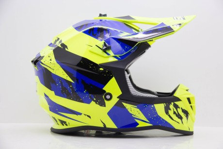 Шлем мото кроссовый GTX 633 #1 FLUO YELLOW/BLUE BLACK (16594298969703)