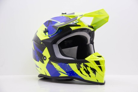 Шлем мото кроссовый GTX 633 #1 FLUO YELLOW/BLUE BLACK (16594298971038)
