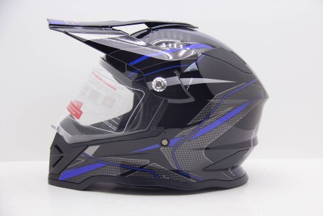 Шлем мотард HIZER B6197-1#6 Black/Blue (16595208099144)