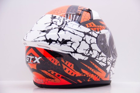 Шлем интеграл GTX 578 #6 WHITE/FLUO ORANGE RED BLACK (16594309415499)