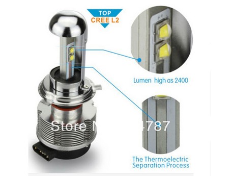 Лампа 20W 2400LM 6000K h4 H/L led lamp headlight CREE - XML2 для авто, мото 1 шт. (1410164466488)