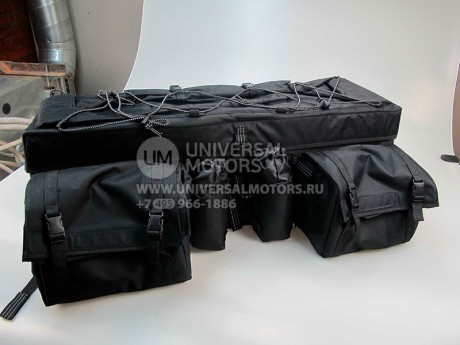 Кофр задний (можно на перед) 9030 черный, ткань-полиэстер, с каркасом, 2 съем. сумки, карм. для фляг (14169887322872)