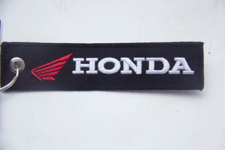 Брелок "Хонда мото" ткань, вышивка, чёрный 13*3 см.