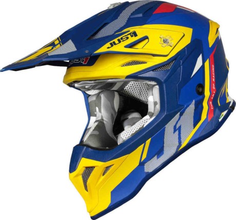Шлем (кроссовый) JUST1 J39 REACTOR жёлтый/синий матовый