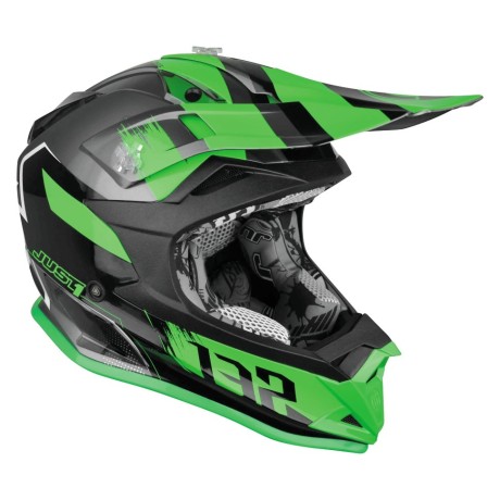 Шлем (кроссовый) JUST1 J32 YOUTH SWAT Hi-Vis зеленый/черный глянцевый