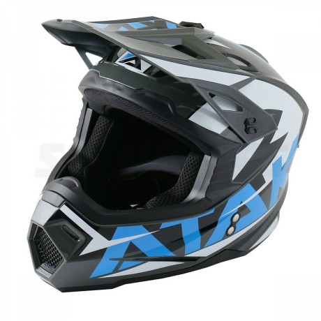 Шлем кроссовый Ataki JK801 Rampage серый/синий глянцевый
