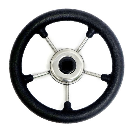 45.127.01 Рулевое колесо Ø280мм, обод - черный полиуретан/спицы - нержавеющая сталь V28B/V.28B (Osculati, Италия)