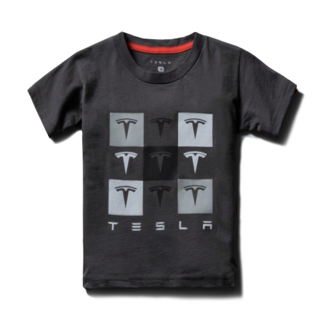 Детская футболка с клетчатым рисунком Tesla черная