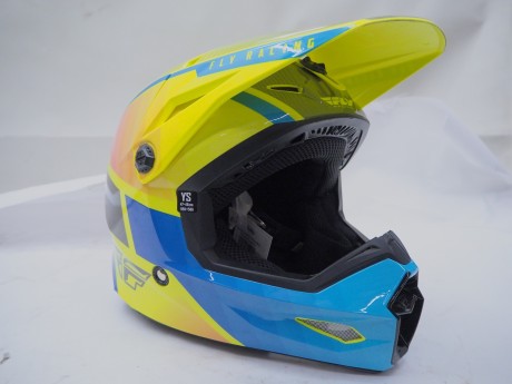 Шлем кроссовый FLY RACING KINETIC Drift детский синий/Hi-Vis желтый/серый