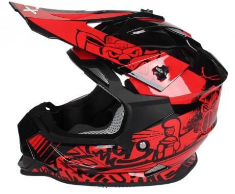 Шлем кроссовый GTX 632S #2 BLACK / RED подростковый