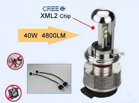 Лампа 20W 2400LM 6000K h4 H/L led lamp headlight CREE - XML2 для авто, мото 1 шт.
