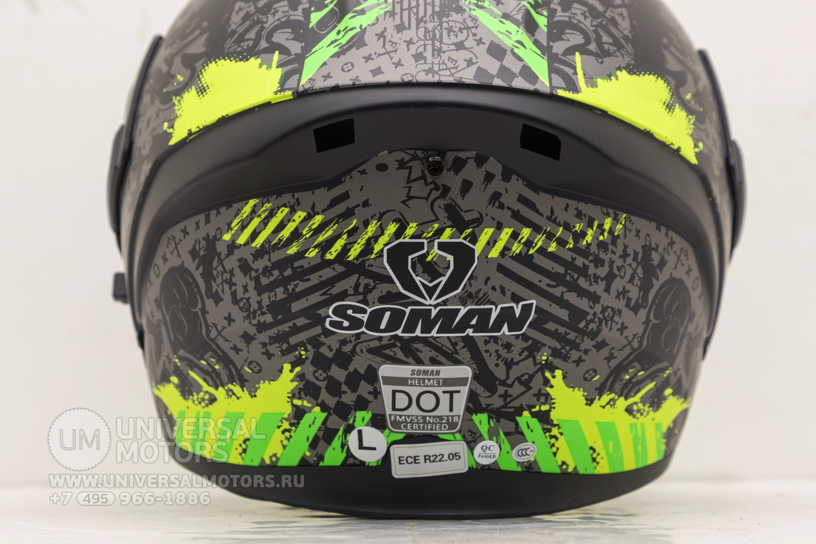 Шлем SOMAN SM955-S SPARK Black Green, 8751407361545170720