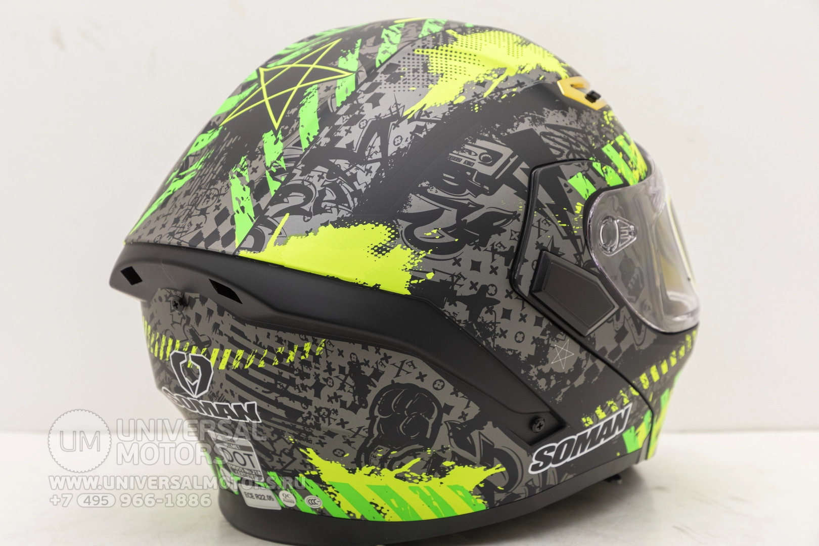 Шлем SOMAN SM955-S SPARK Black Green, 8751407361021241029