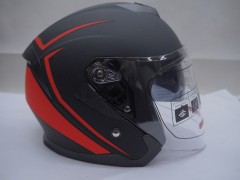 Шлем ATAKI JK526 Stripe чёрный/красный матовый (открытый со стеклом)