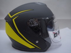 Шлем ATAKI JK526 Stripe чёрный/Hi-Vis жёлтый матовый (открытый со стеклом)