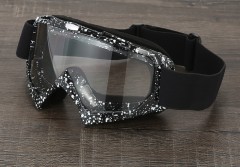 Очки кроссовые X600 Чёрные в крапинку, прозрачная линза